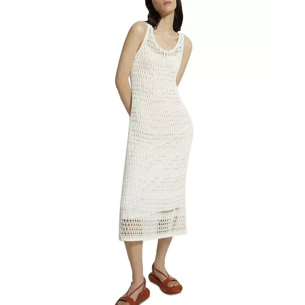 Theory Open Knit Lace Dress Size S Tissage White Bohemian Festival